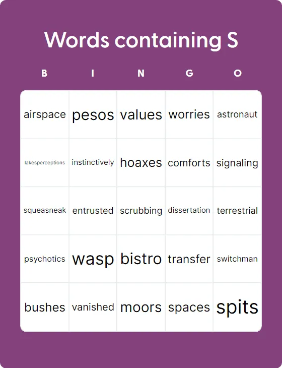 Words containing S