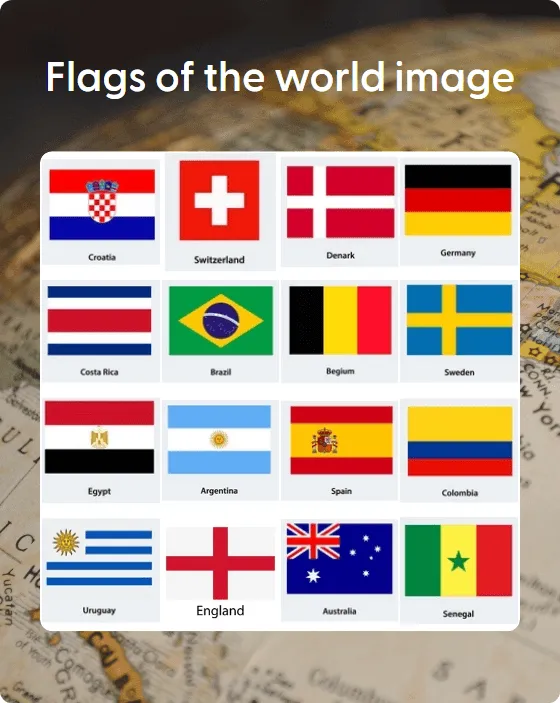 Flags of the world image bingo