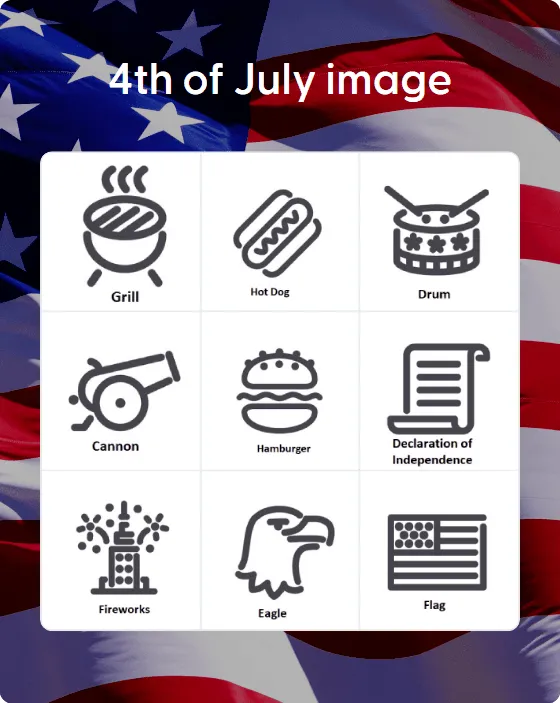 4th of July image bingo
