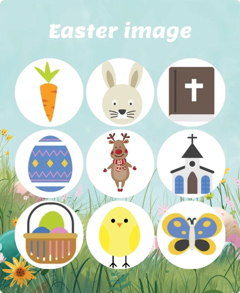 Easter image bingo card template