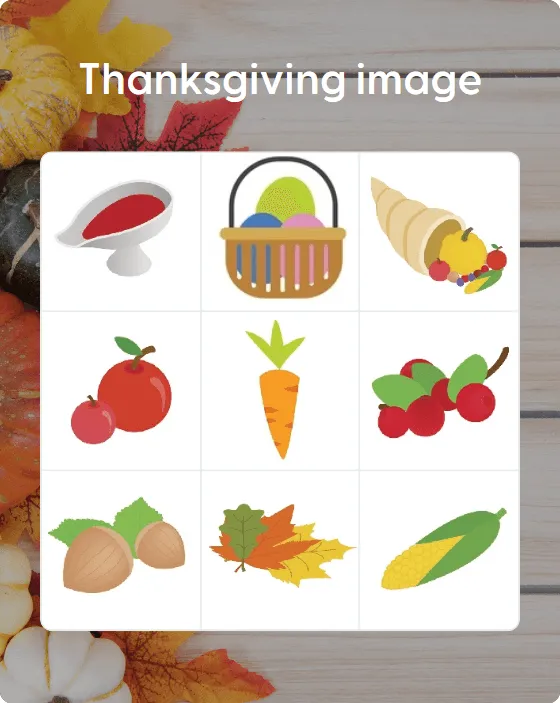Thanksgiving image bingo