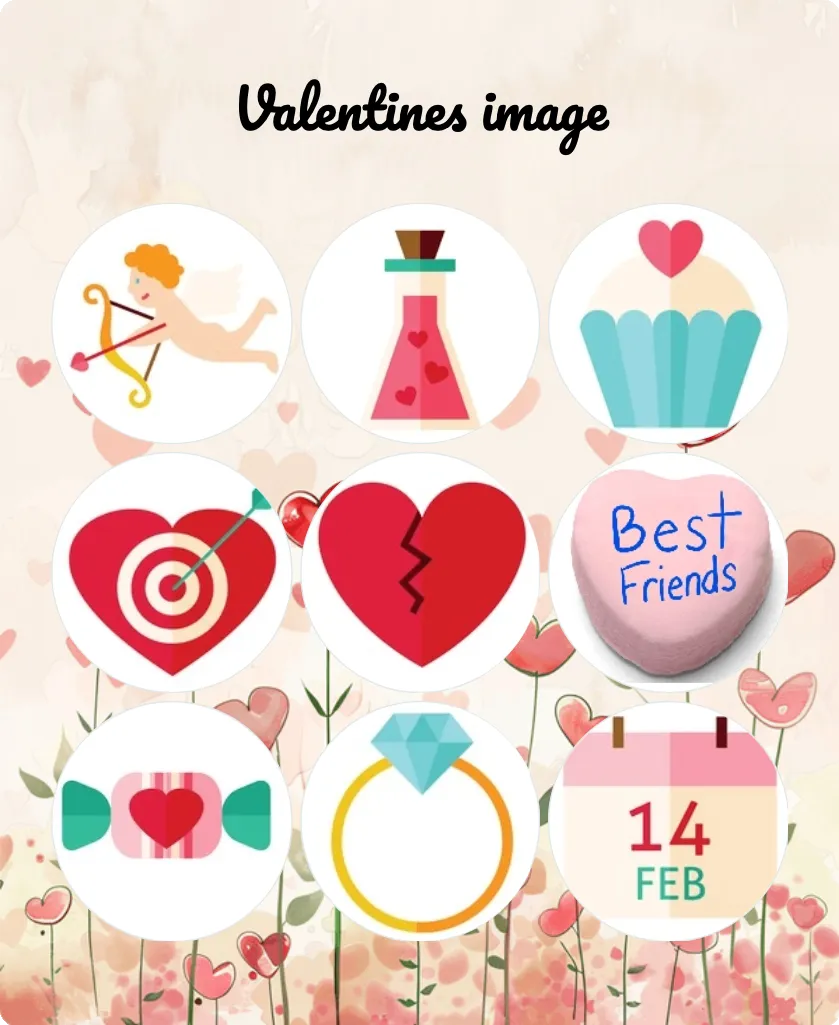 Valentines image bingo card template