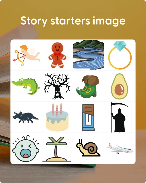 Story starters image bingo card template