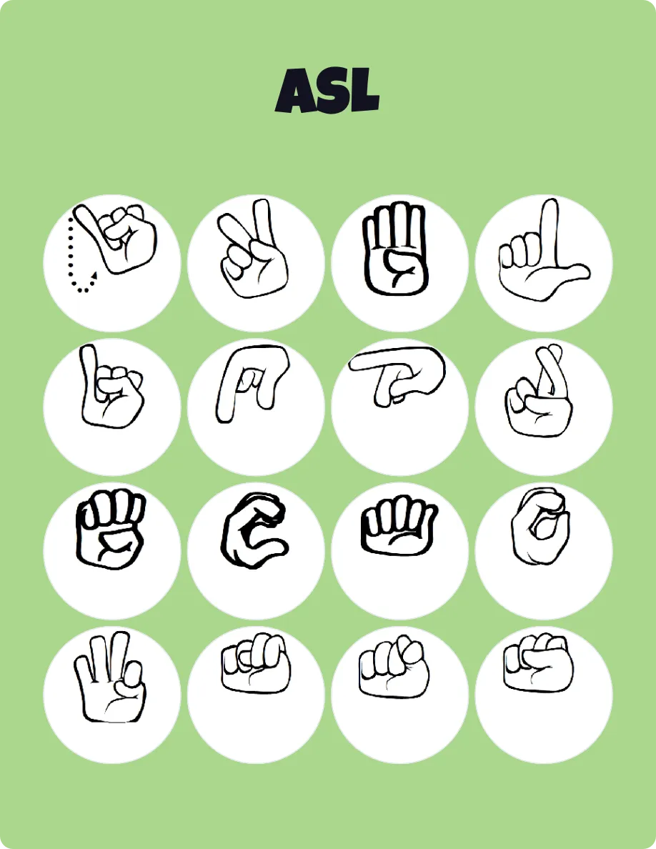 ASL bingo card template