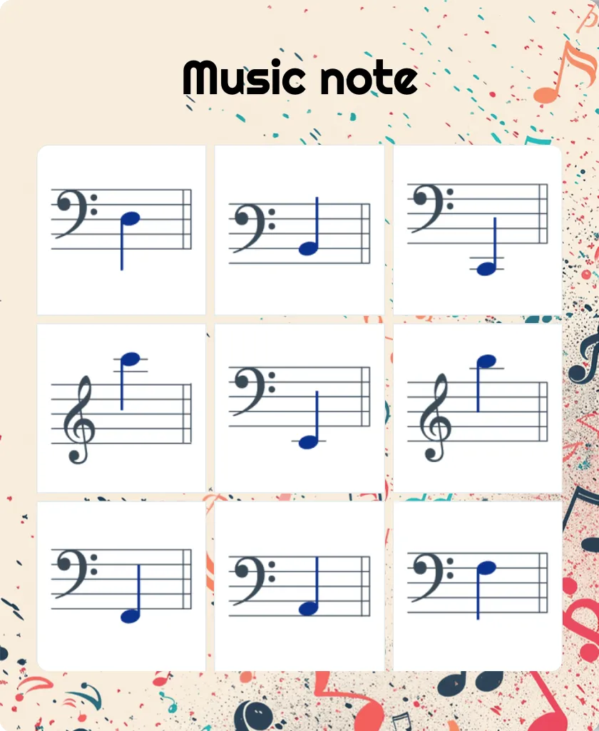 Music note bingo card template