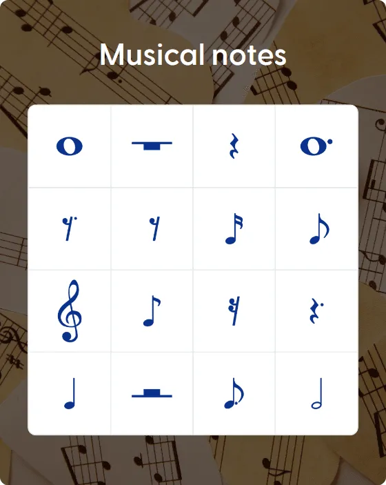 Musical notes image bingo