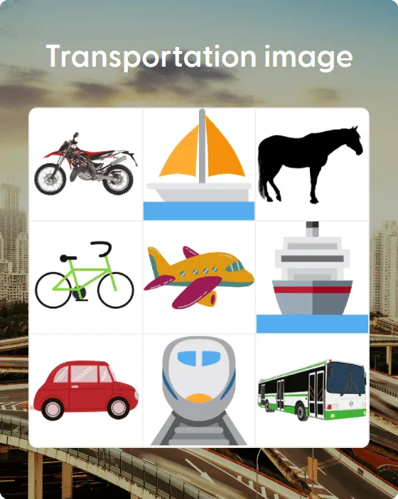 Transportation image bingo