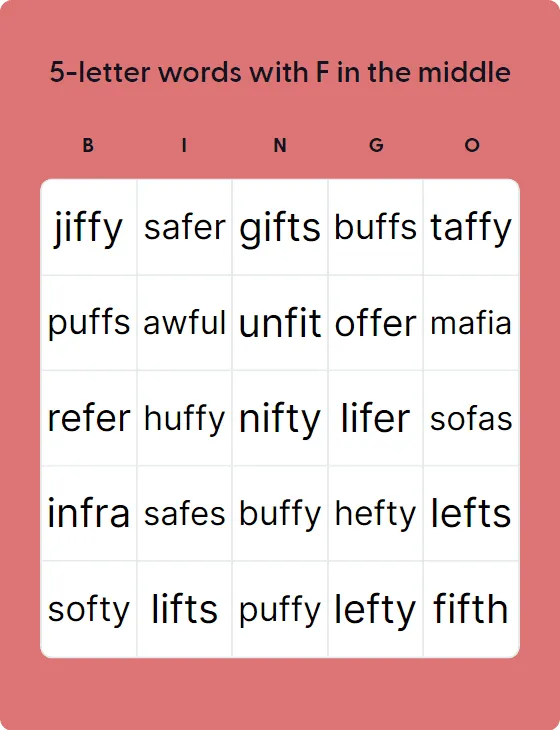 5-letter words with F in the middle
