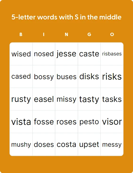 5-letter words with S in the middle
