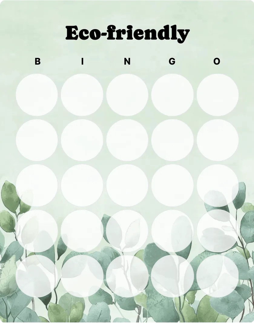 Eco-friendly blank bingo card template