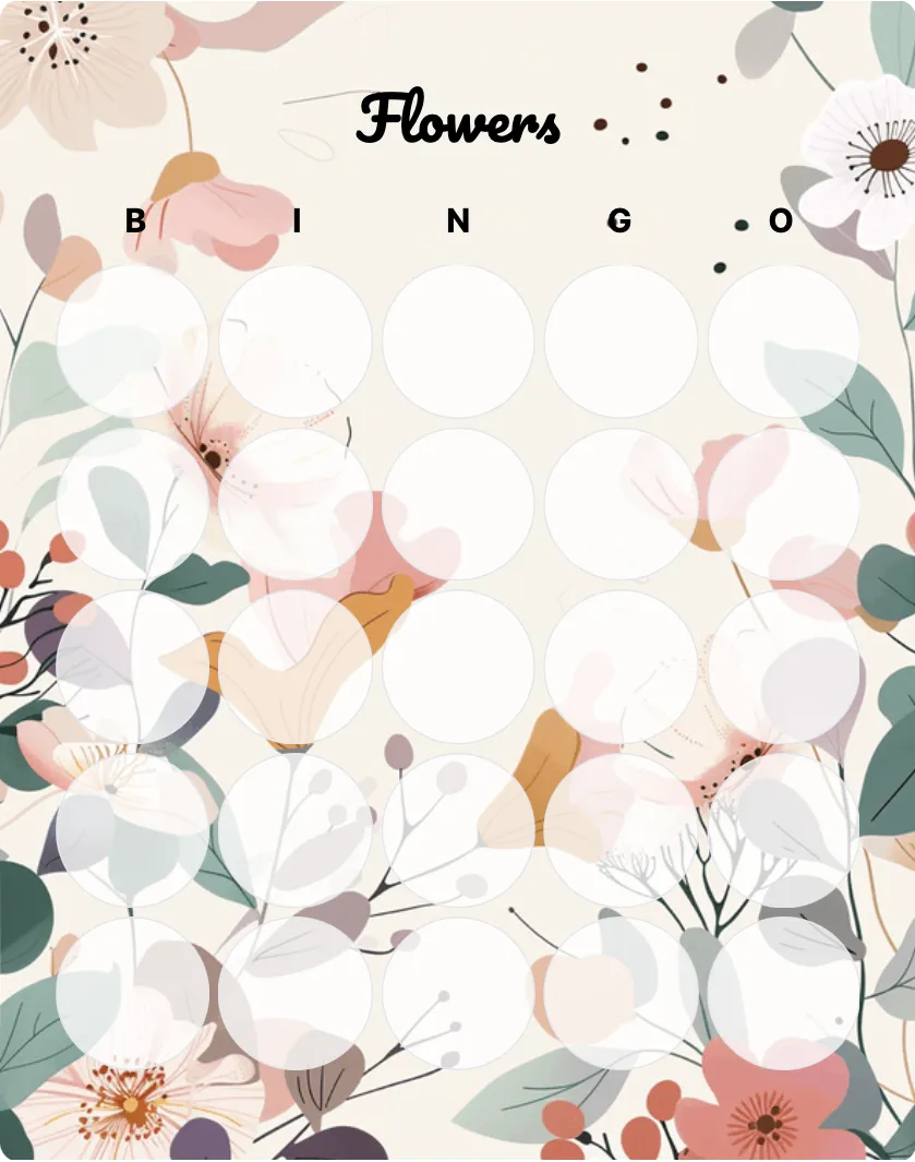 Flowers blank bingo card template