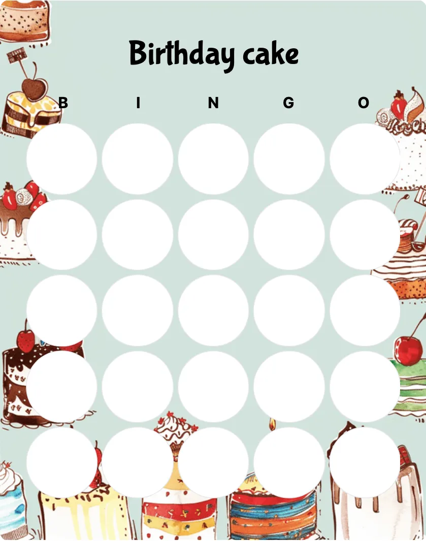 Birthday cake bingo