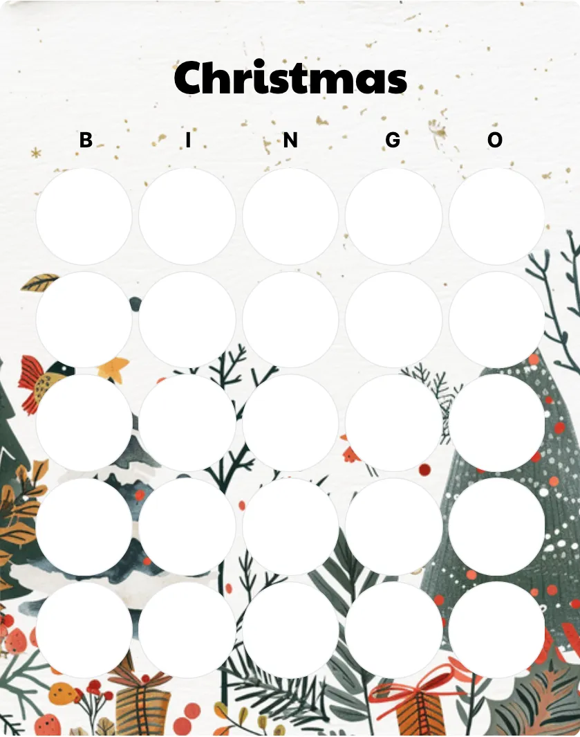 Christmas blank bingo card template