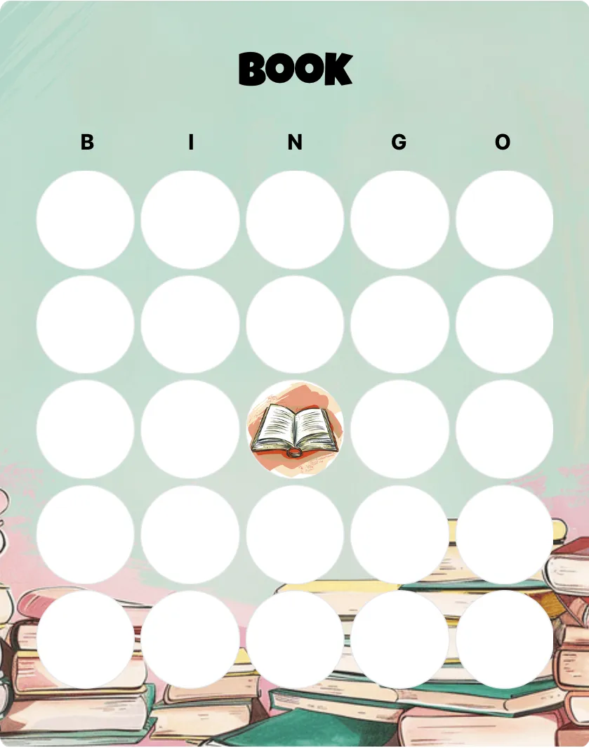 Book blank bingo card template