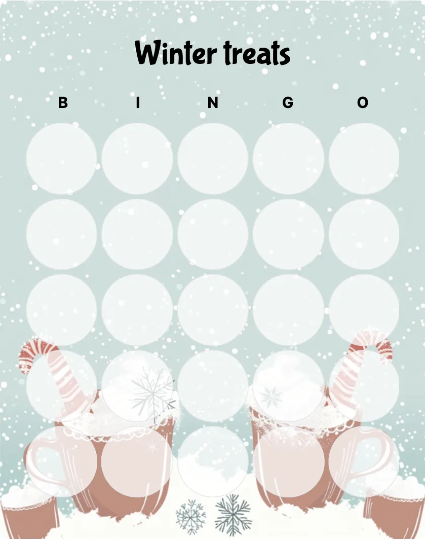 Winter treats blank bingo card template