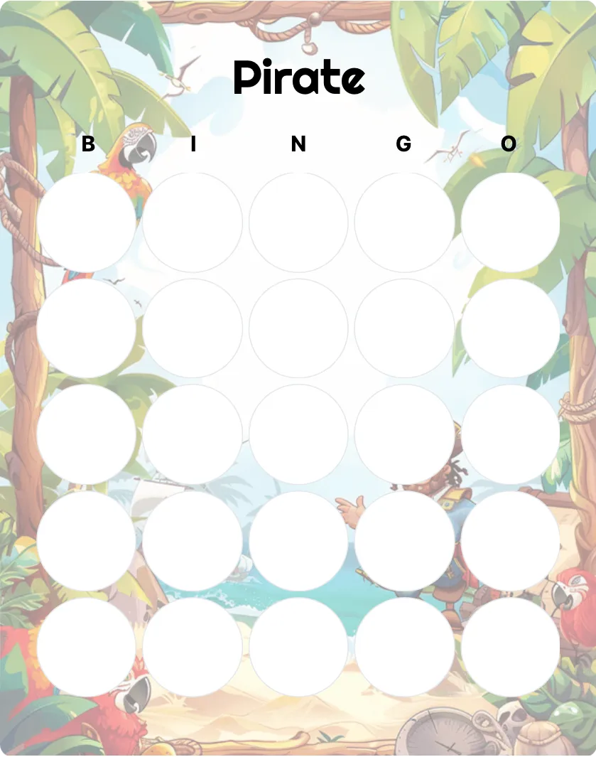 Pirate bingo card template