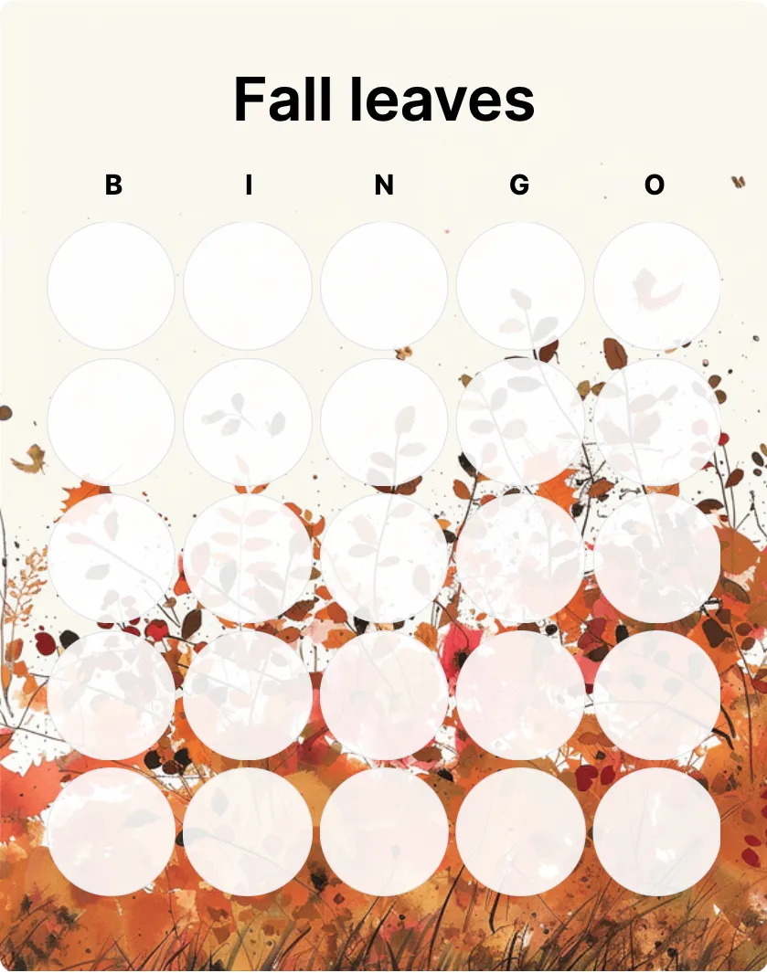 Fall leaves bingo