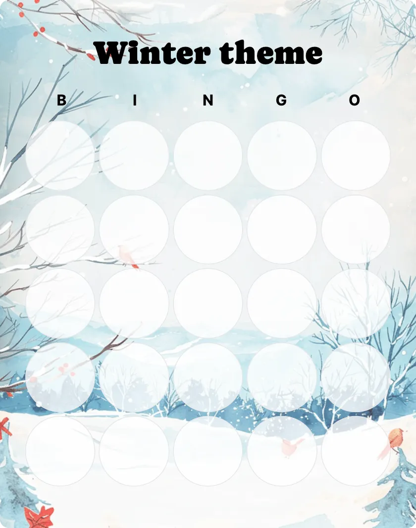 Winter theme bingo card template