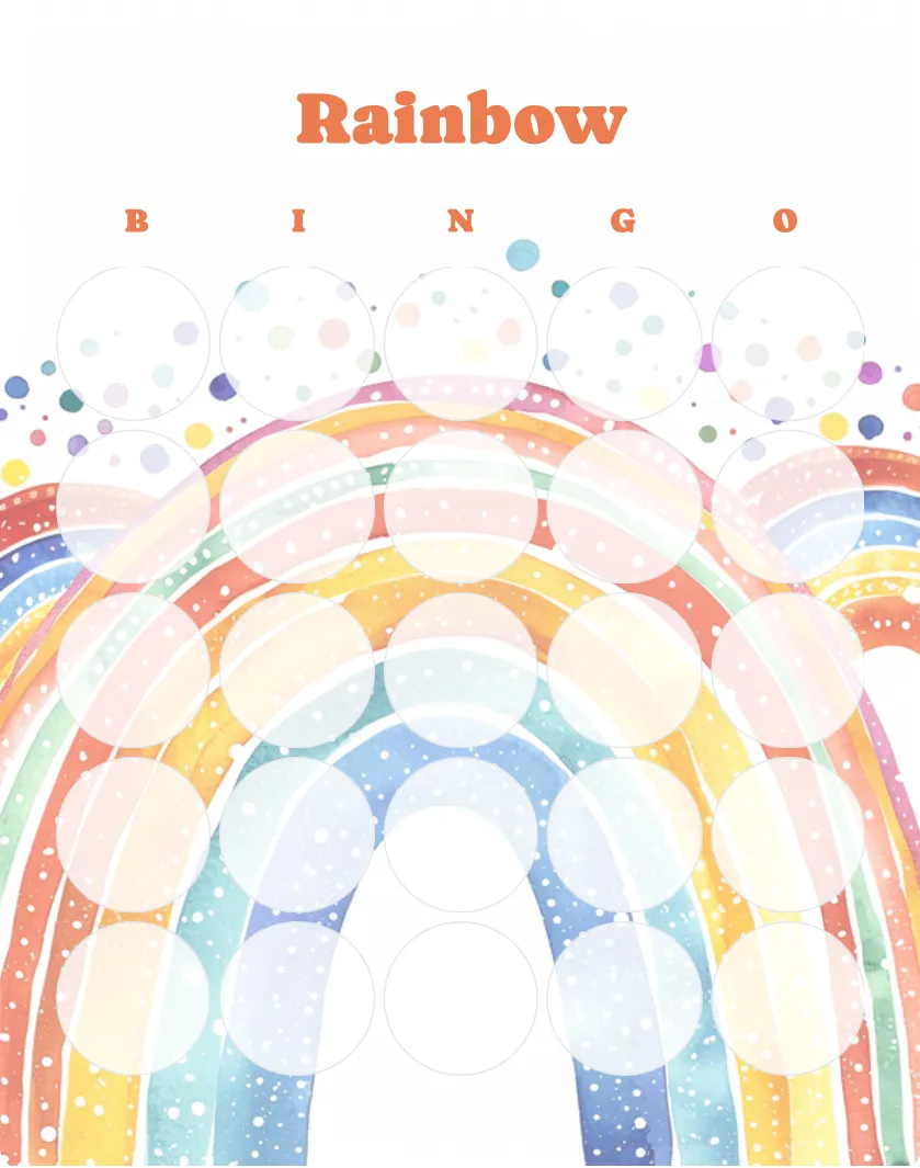 Rainbow bingo card template