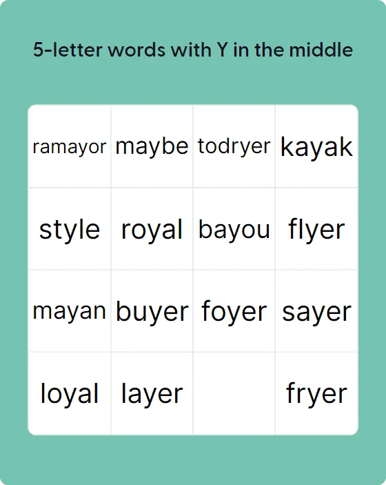 5-letter words with Y in the middle