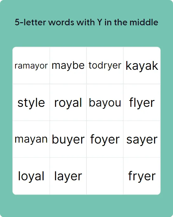 5-letter words with Y in the middle 5-letter words with Y in the middle