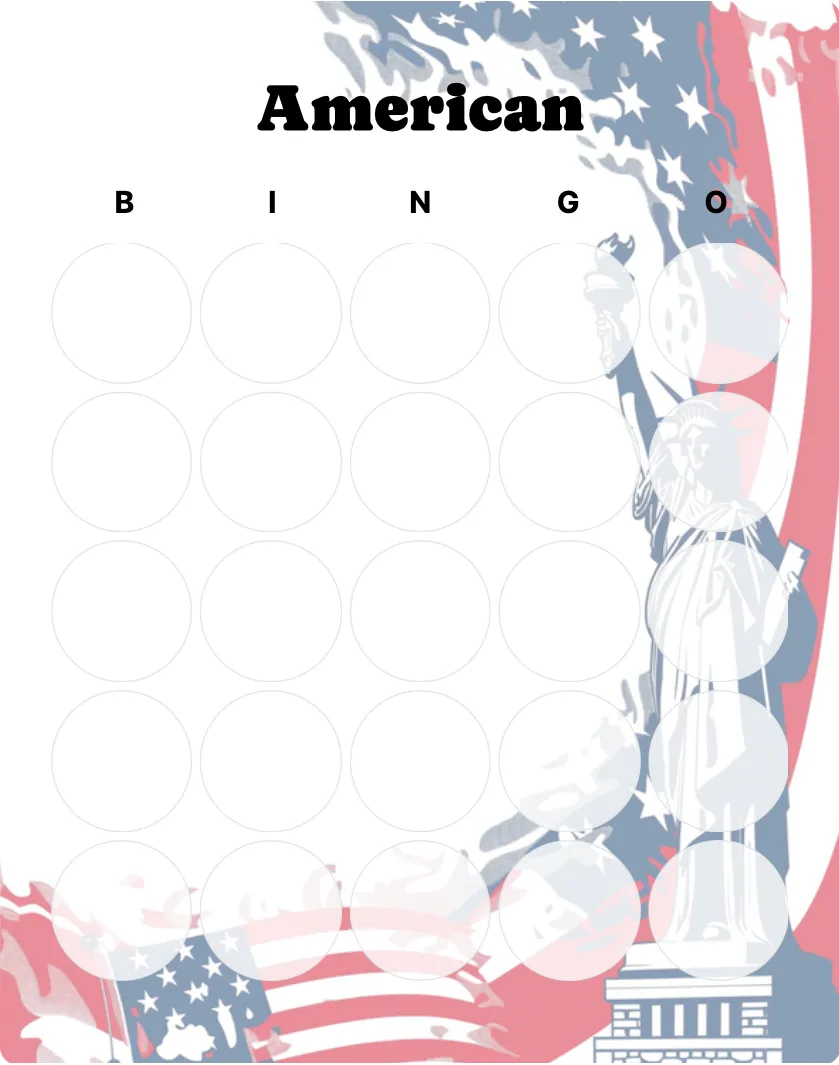 American blank bingo card template