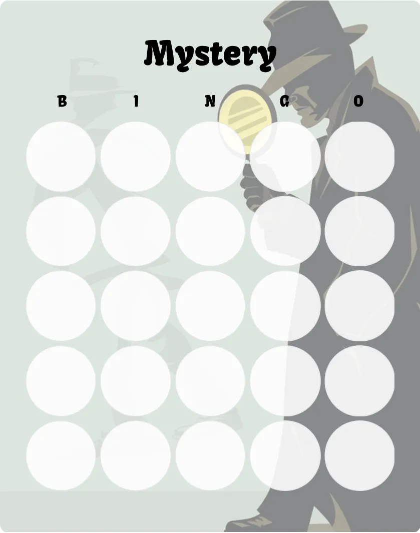 Mystery blank bingo card template