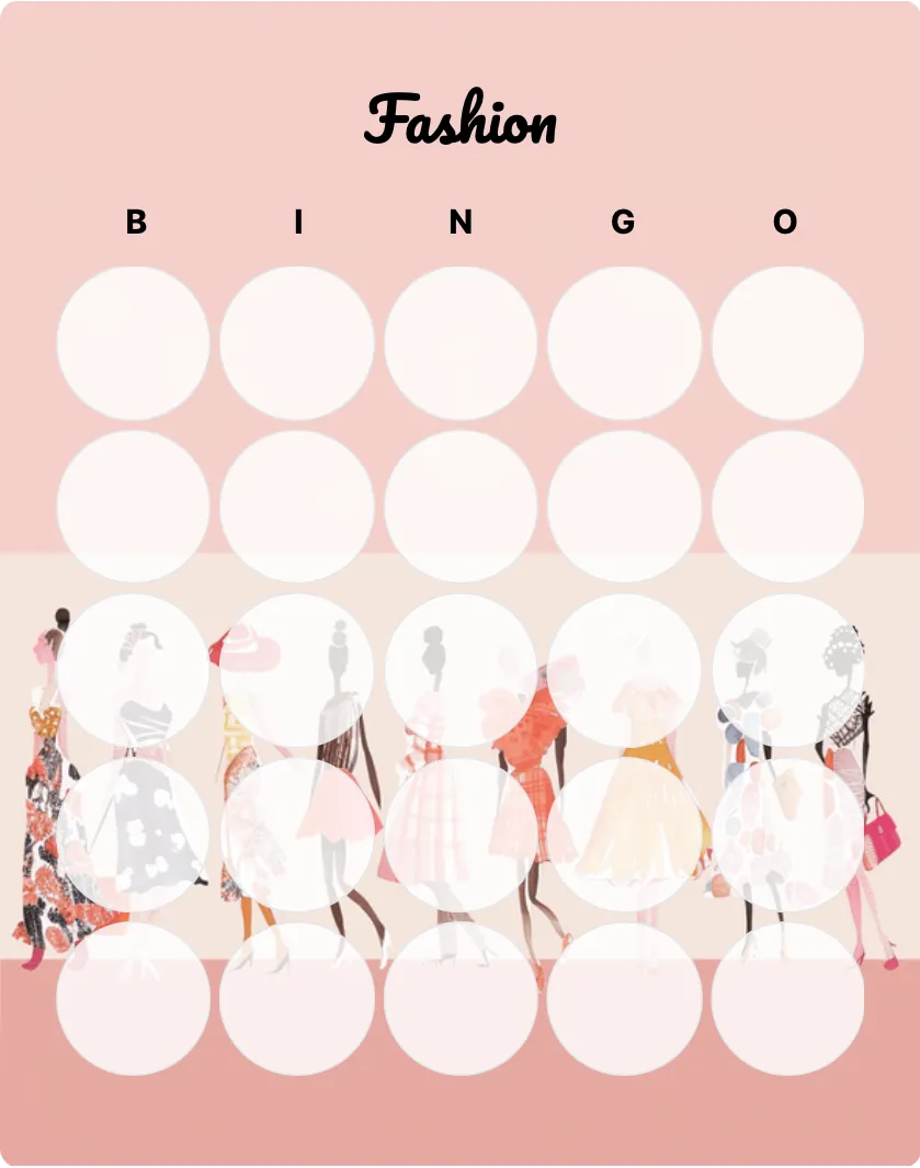 Fashion blank bingo card template