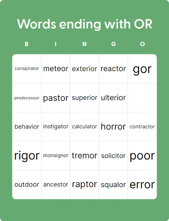 Words ending with OR