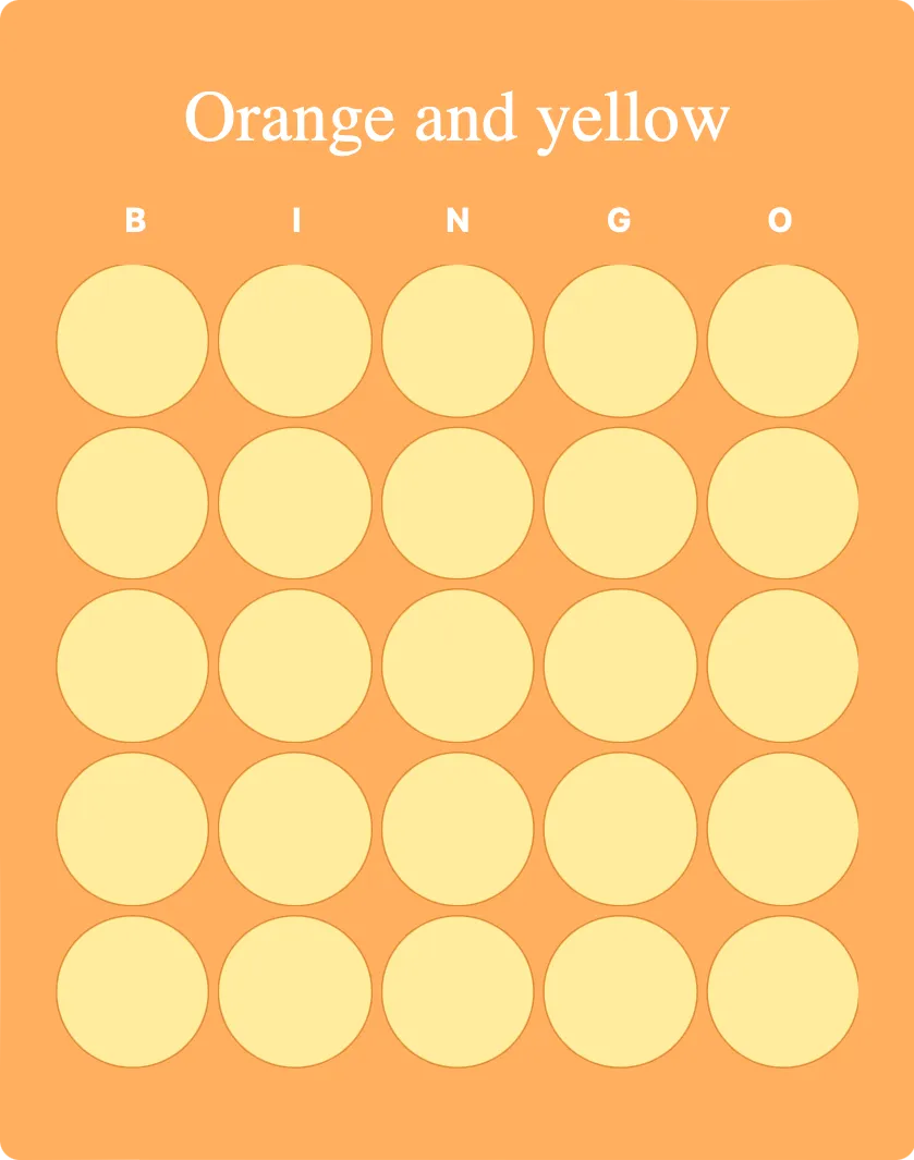 Orange and yellow blank bingo card template