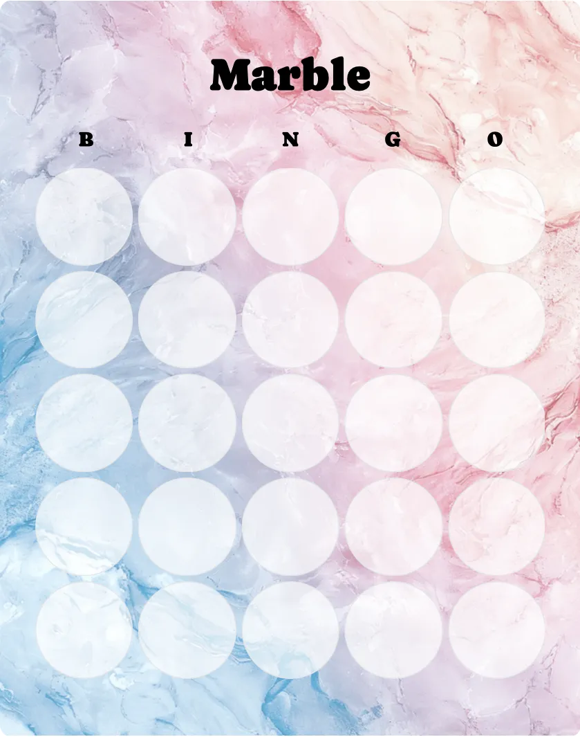 Marble blank bingo card template