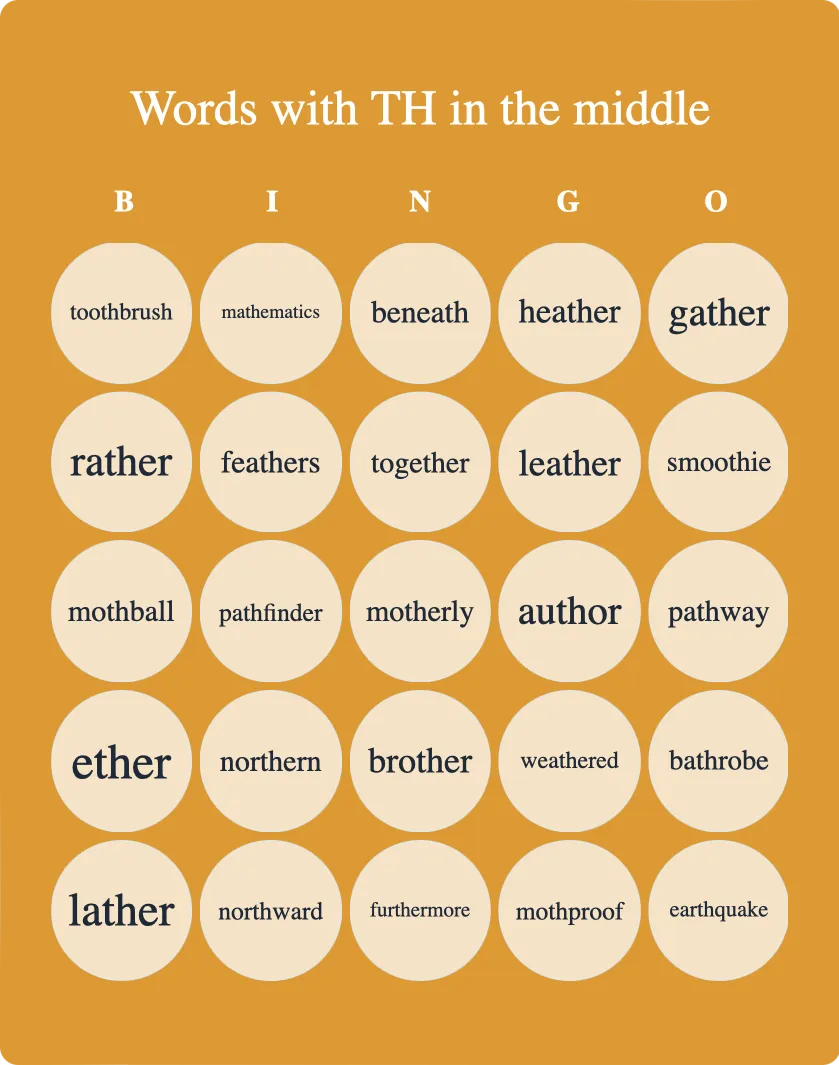 Words with TH in the middle