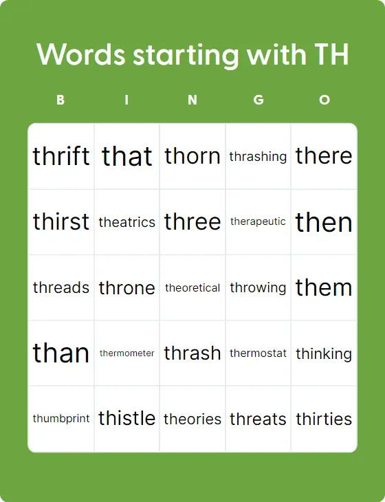 Words starting with TH
