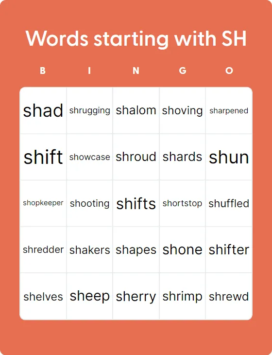 Words starting with SH