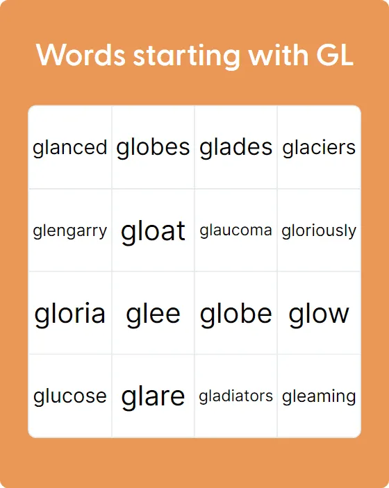 Words starting with GL