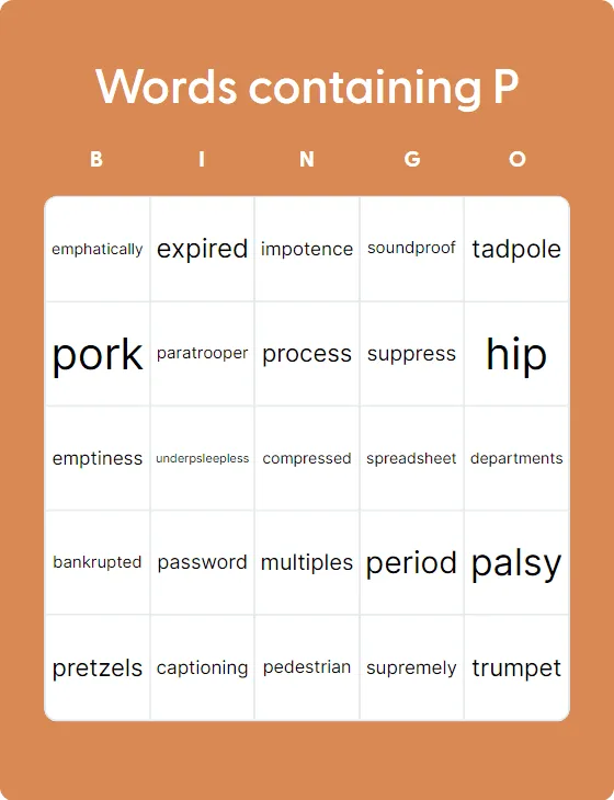 Words containing P