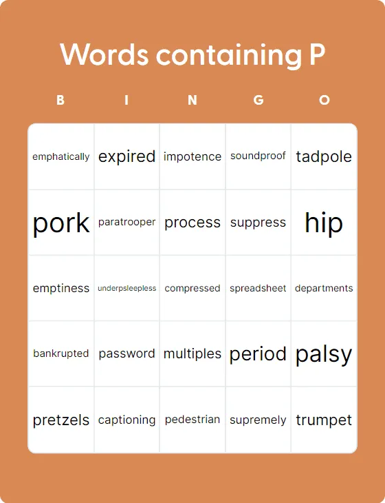 Words containing P Words containing P