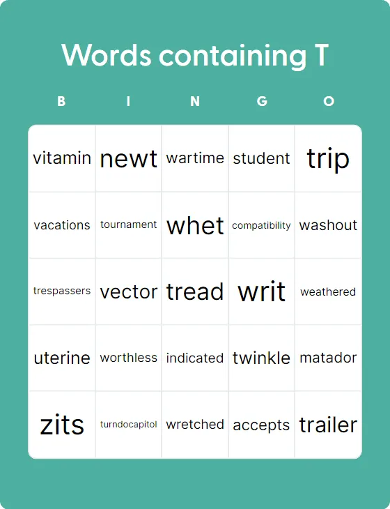 Words containing T