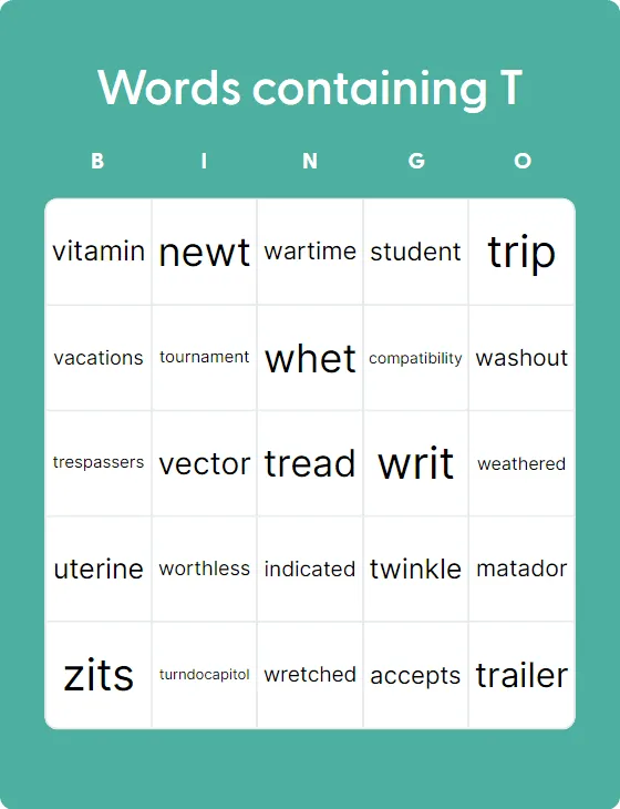 Words containing T Words containing T