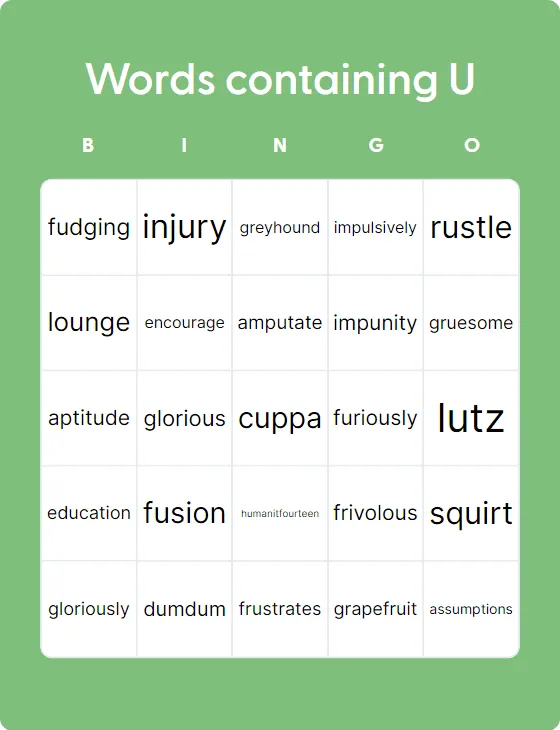words containing t and u