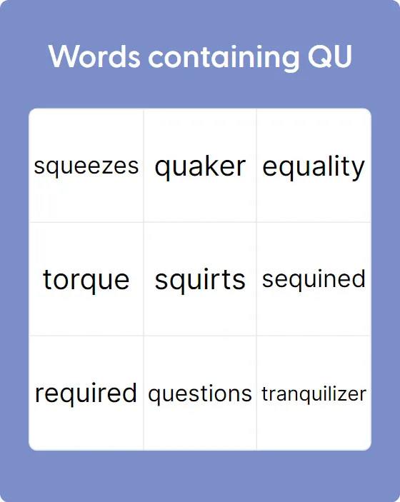 Words containing QU