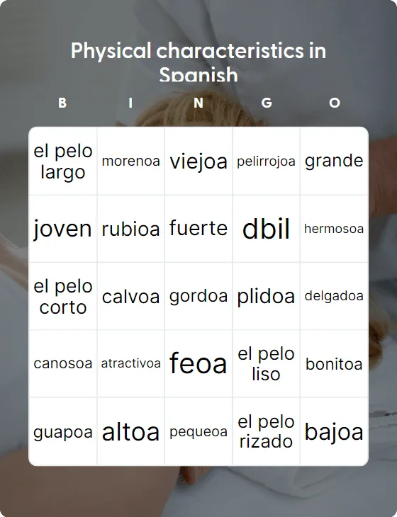 Physical characteristics in Spanish