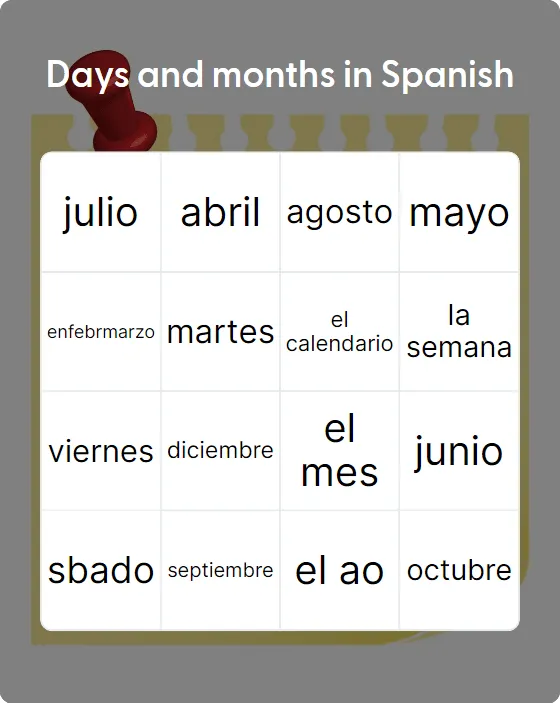 Days and months in Spanish