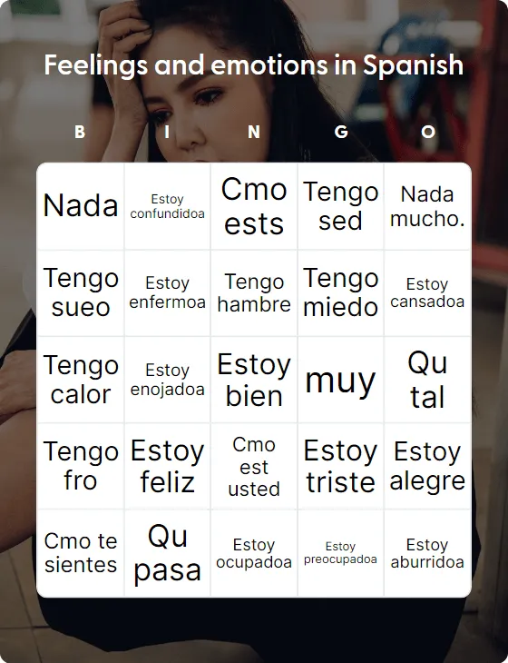 Feelings and emotions in Spanish bingo