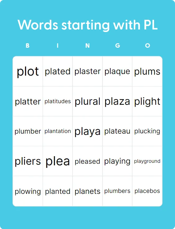 Words starting with PL