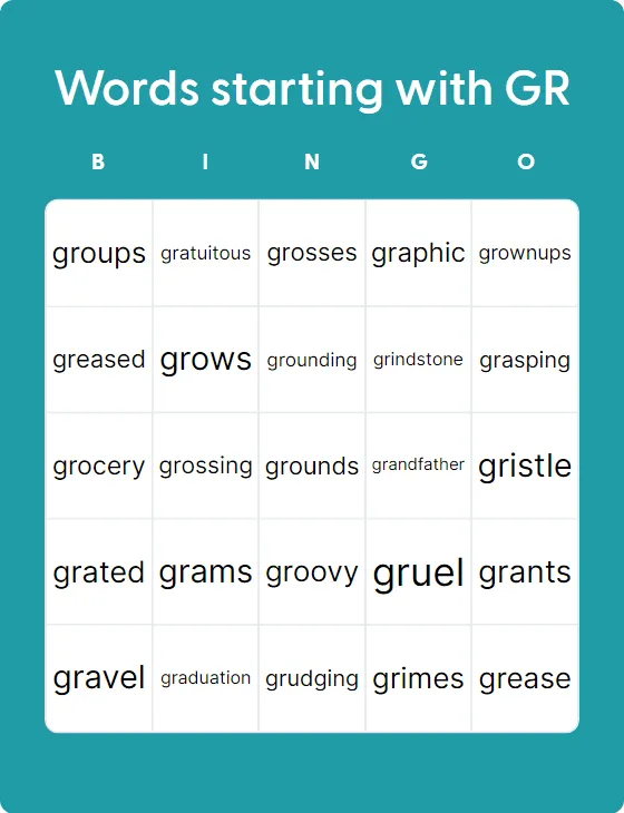 Words starting with GR