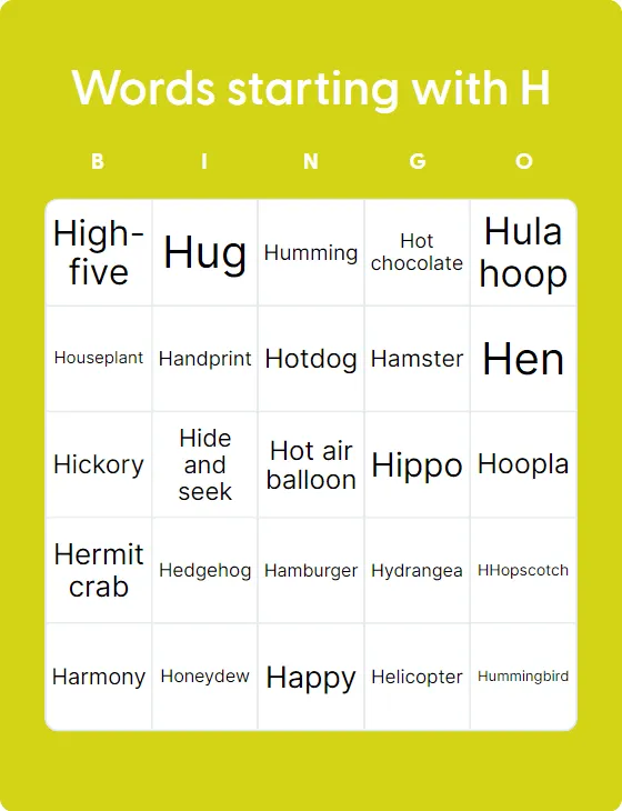 Words starting with H