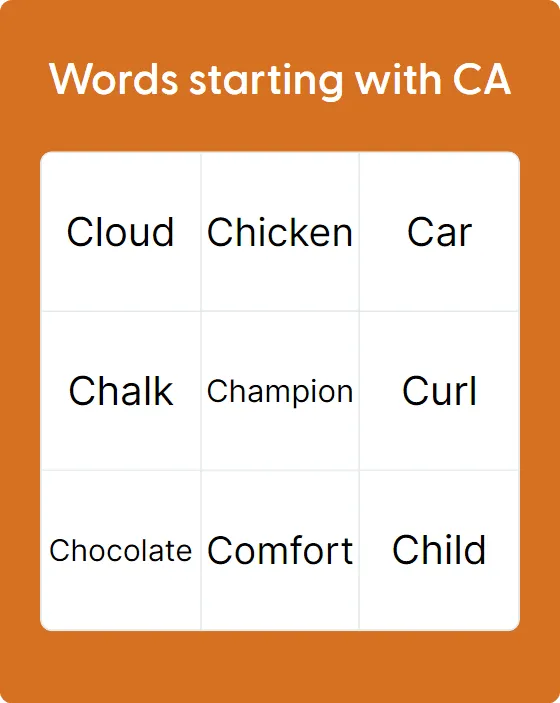 Words starting with CA