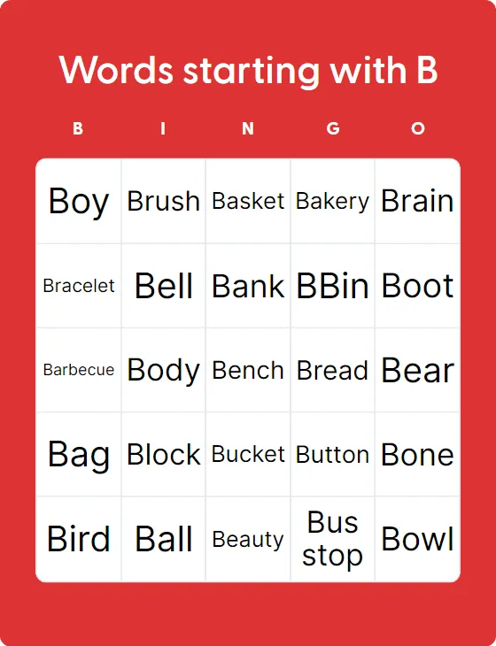 Words starting with B
