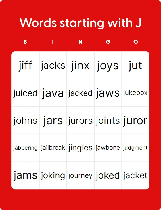 Words starting with J